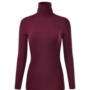 EUC Saks Fifth Avenue Iconic Fit Long Sleeve Plum Wine Turtleneck Sweater